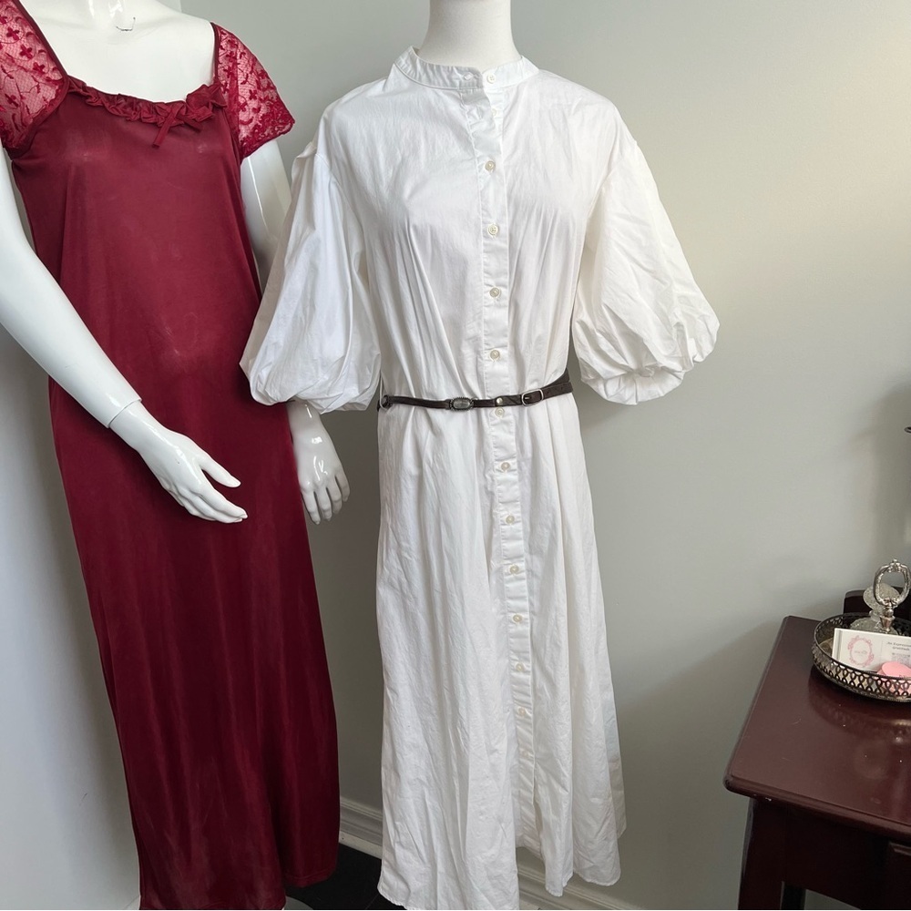 Banana Republic White Cotton Button-Front Midi Dress – Made in Turkey M - Picture 8 of 10